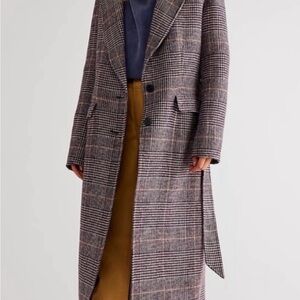 Free people menswear haley wool Plaid Long Coat size xs